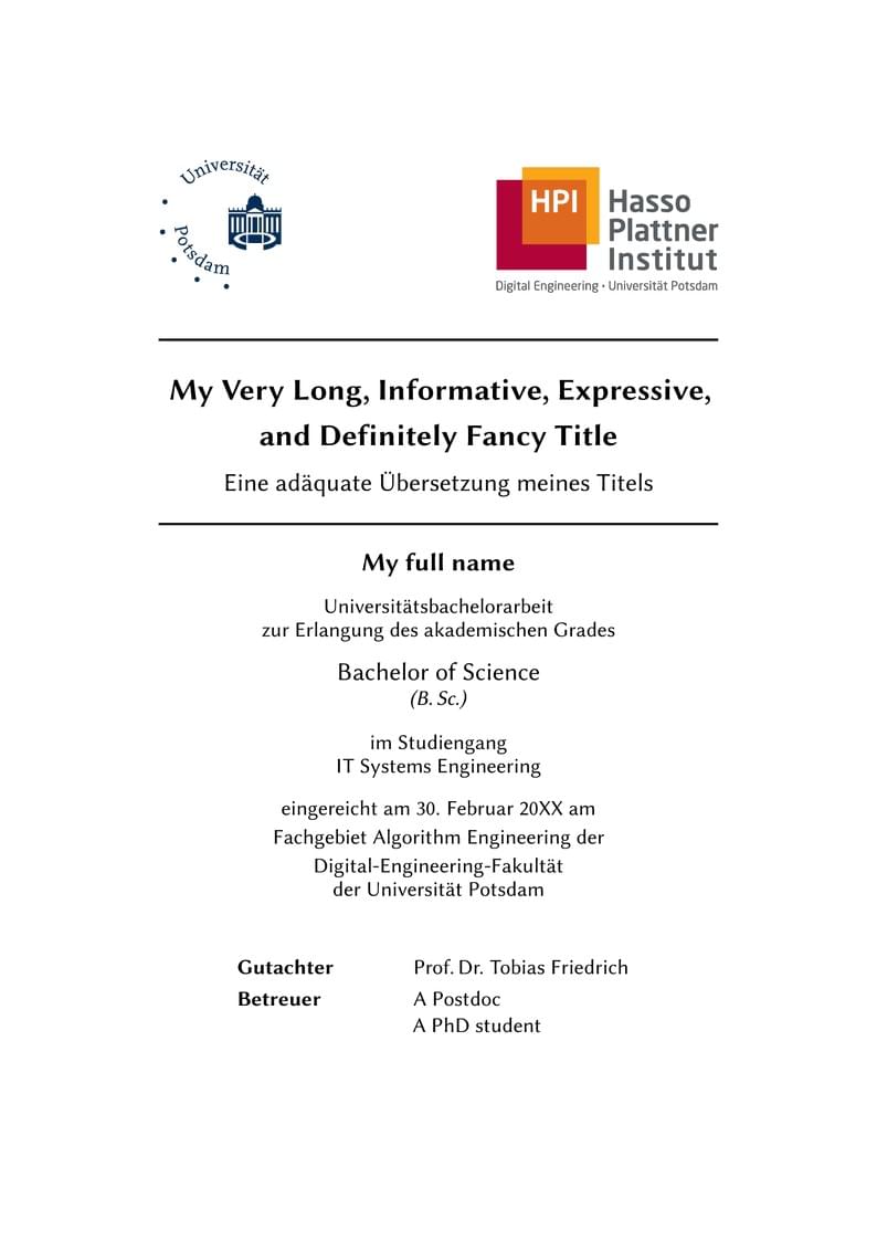 HPI – Bachelor and Master Thesis Template