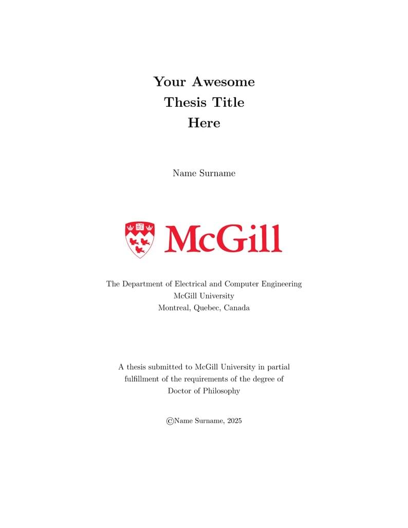 McGill ECE PhD Thesis Template
