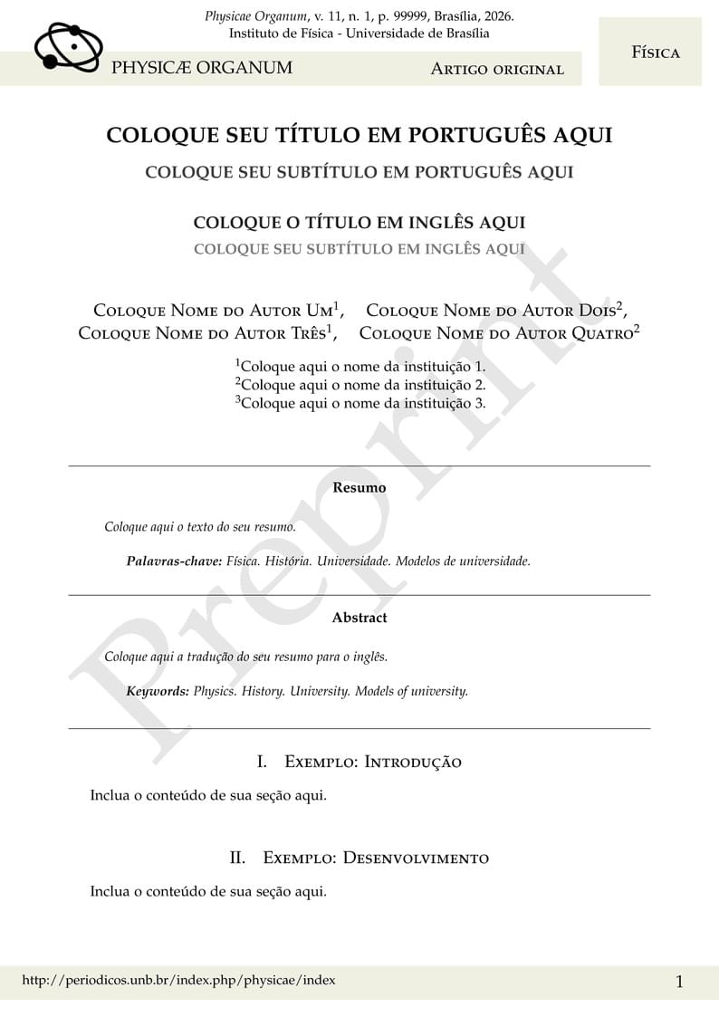 Modelo de artigo para Physicae Organum