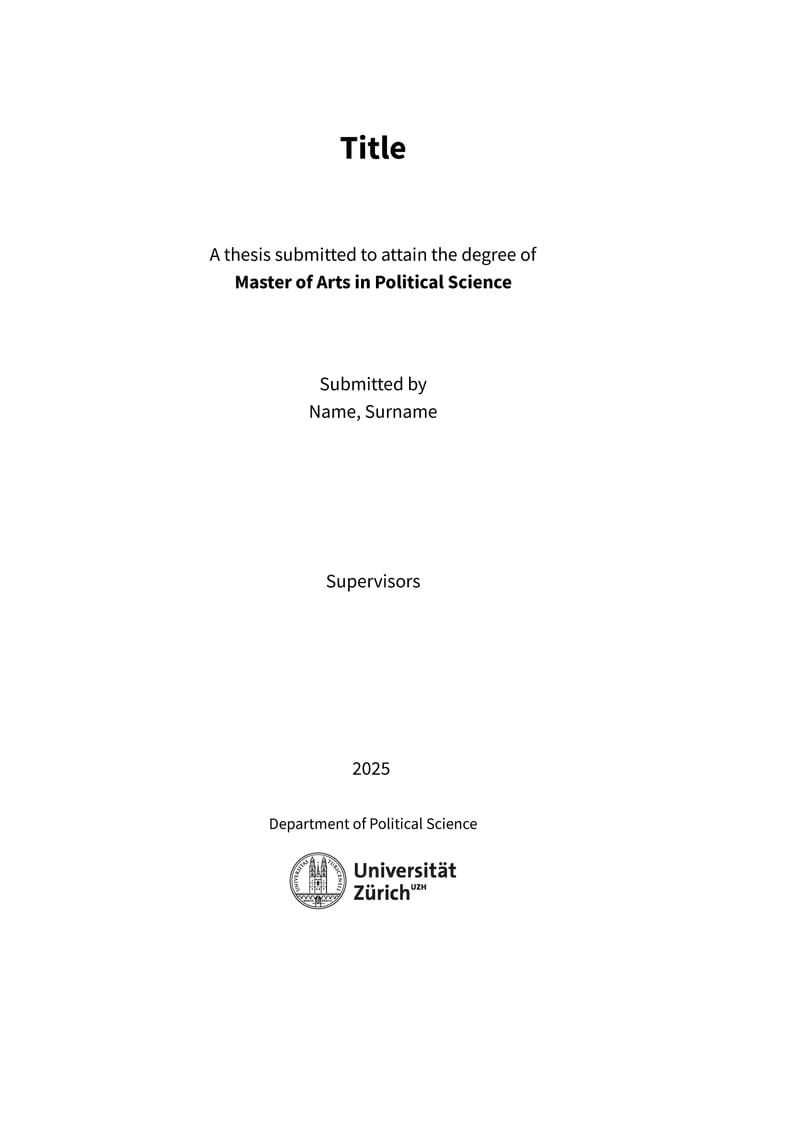 UZH IPZ Thesis Template