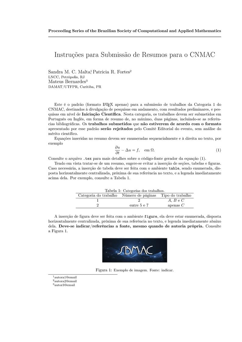 Modelo para Submissão de Resumos para o CNMAC 2026