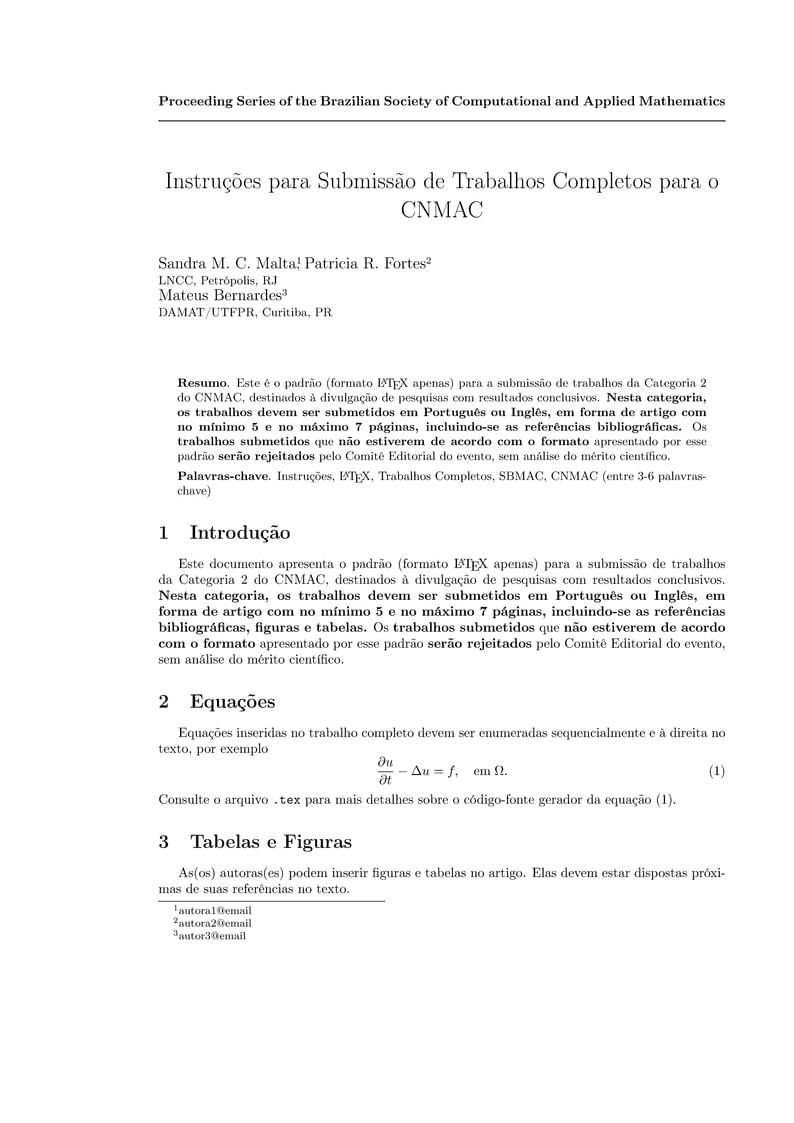 Modelo para Submissão de Trabalhos Completos para o CNMAC 2026