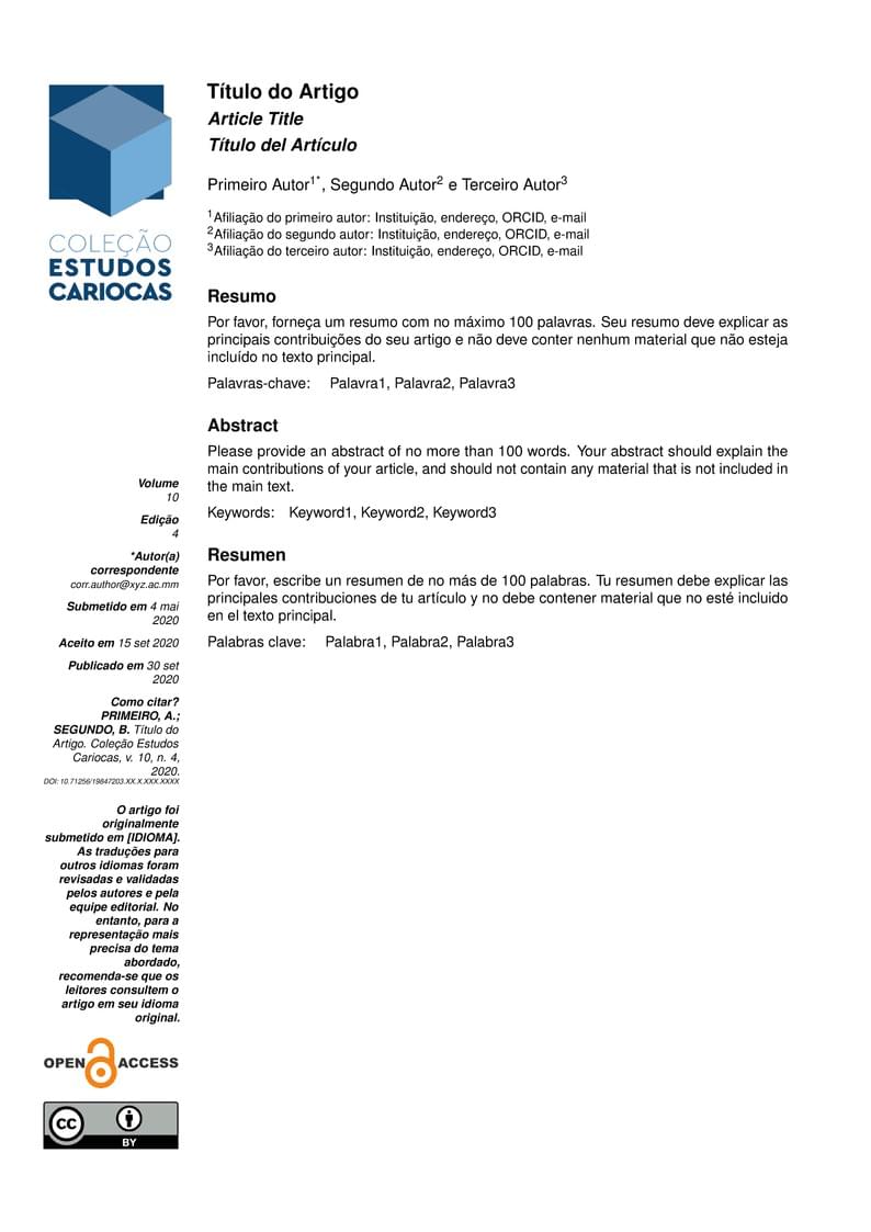 Modelo de Artigo Coleção Estudos Cariocas (Português)