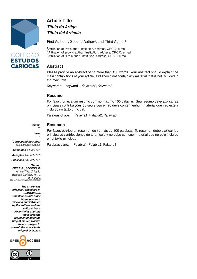 Coleção Estudos Cariocas Journal Template (English)