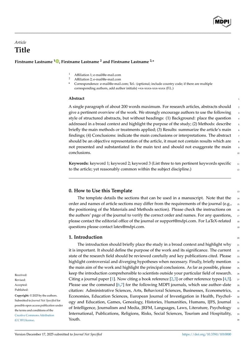 MDPI Article Template