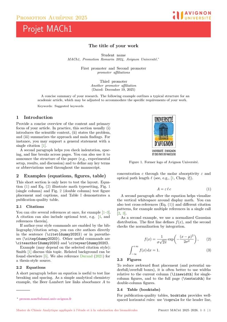 Project Master MACh (Avignon Université)