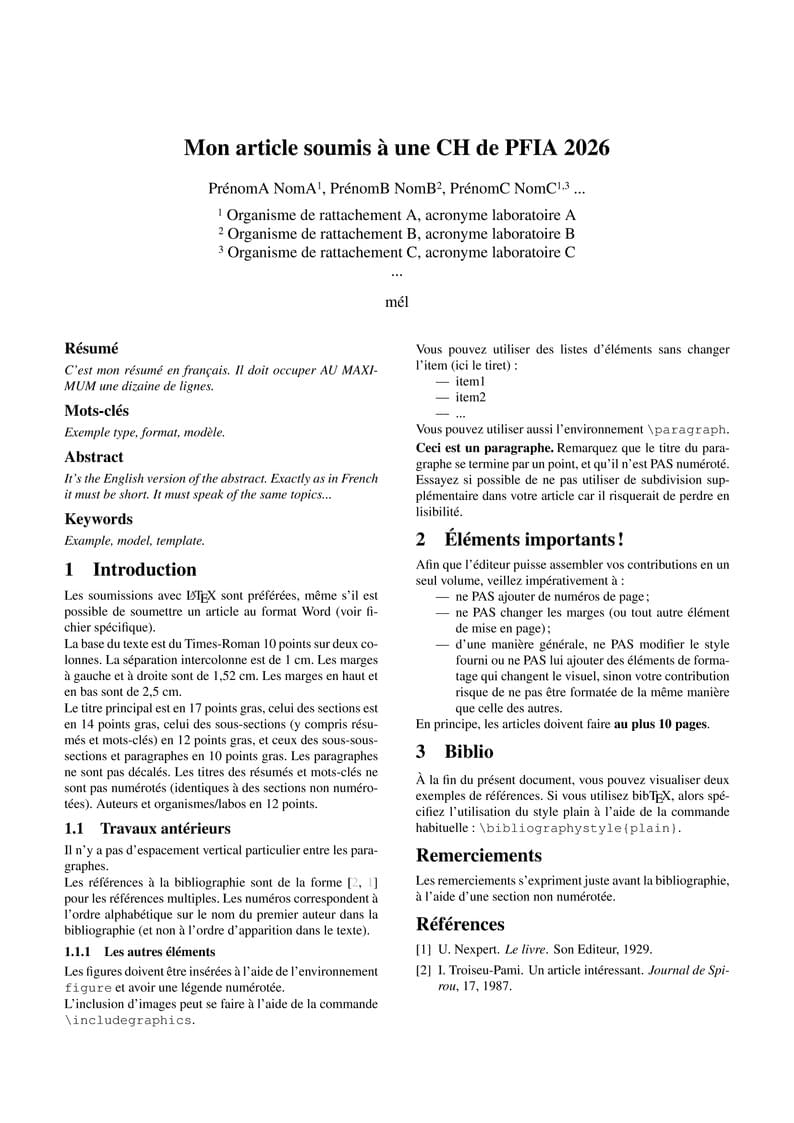 Template de soumission d'un article à une CH de PFIA 2026