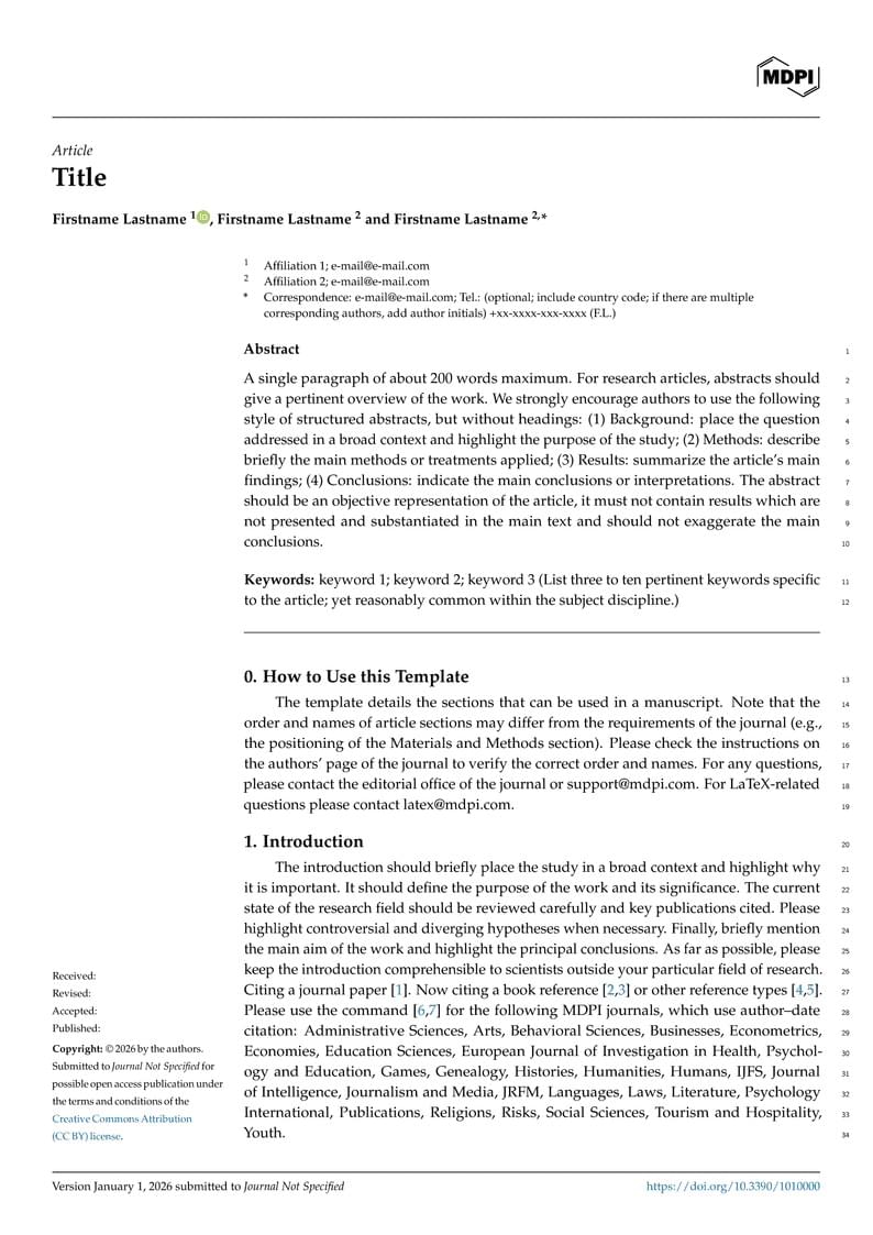 MDPI Article Template
