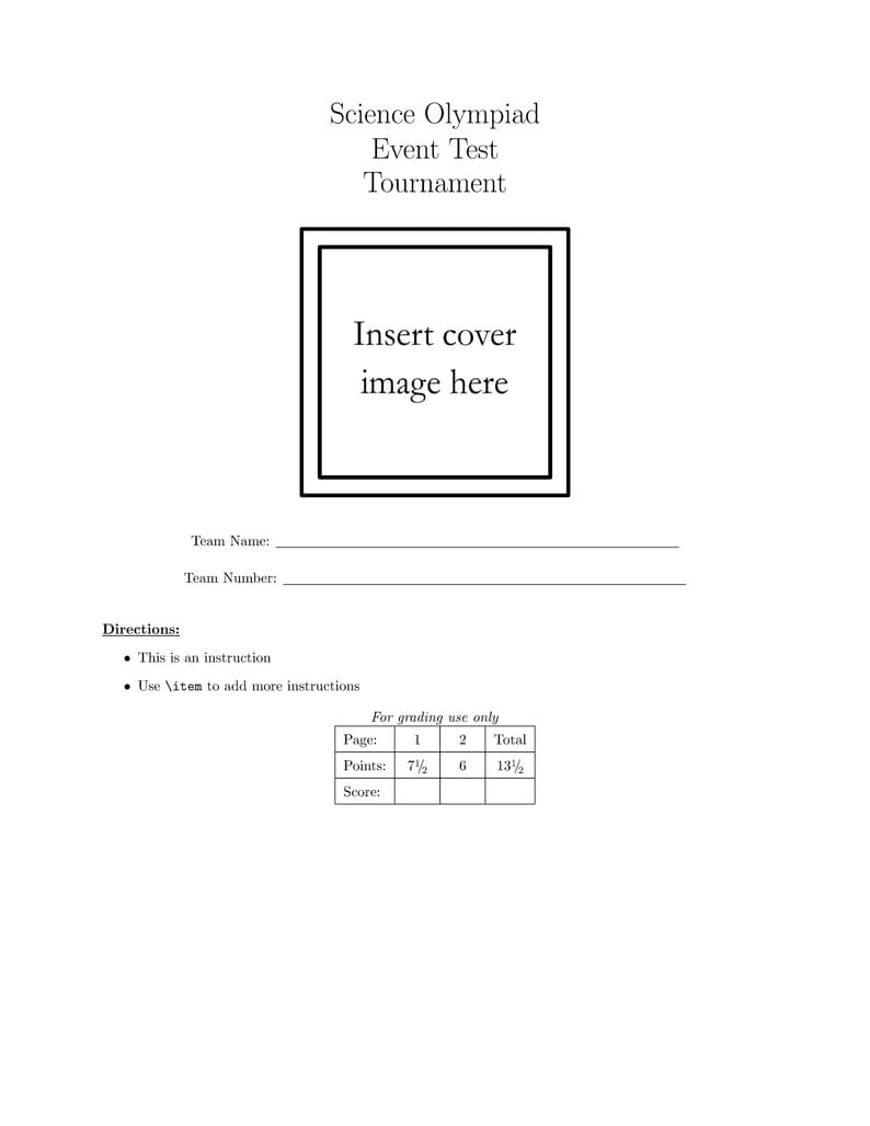 Science Olympiad Test Template