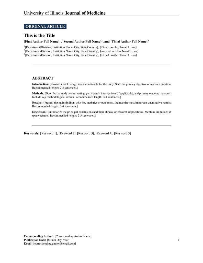 University of Illinois Journal of Medicine Template