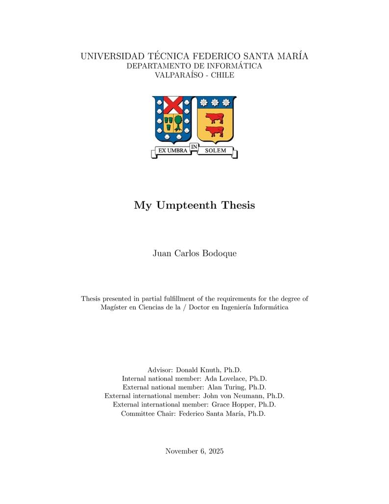 LaTeX thesis template for graduate programs of Computer Science and Engineering UTFSM