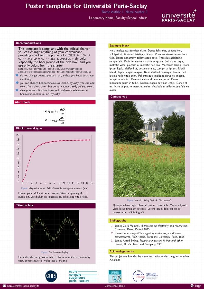 Poster template for Universite Paris-Saclay