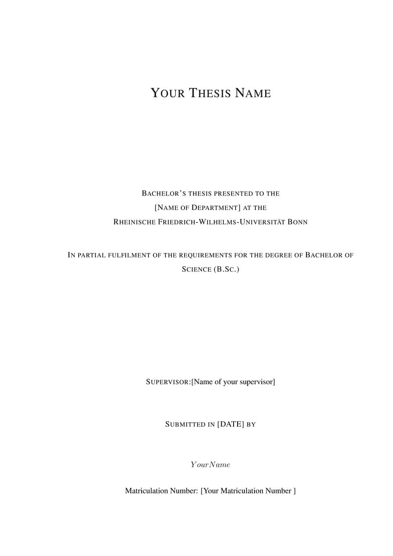 Universität Bonn, Volkswirtschaftslehre, Bachelor Thesis Template