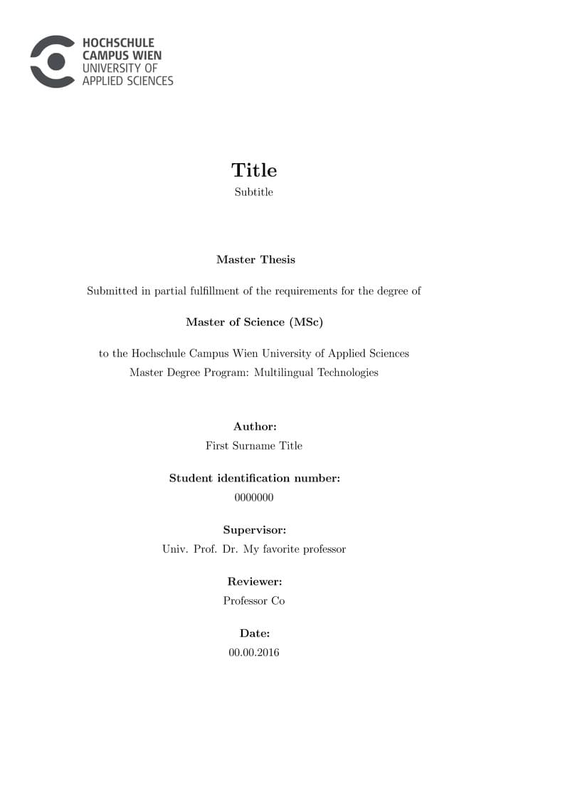 Thesis template - Joint Master Multilingual Technologies