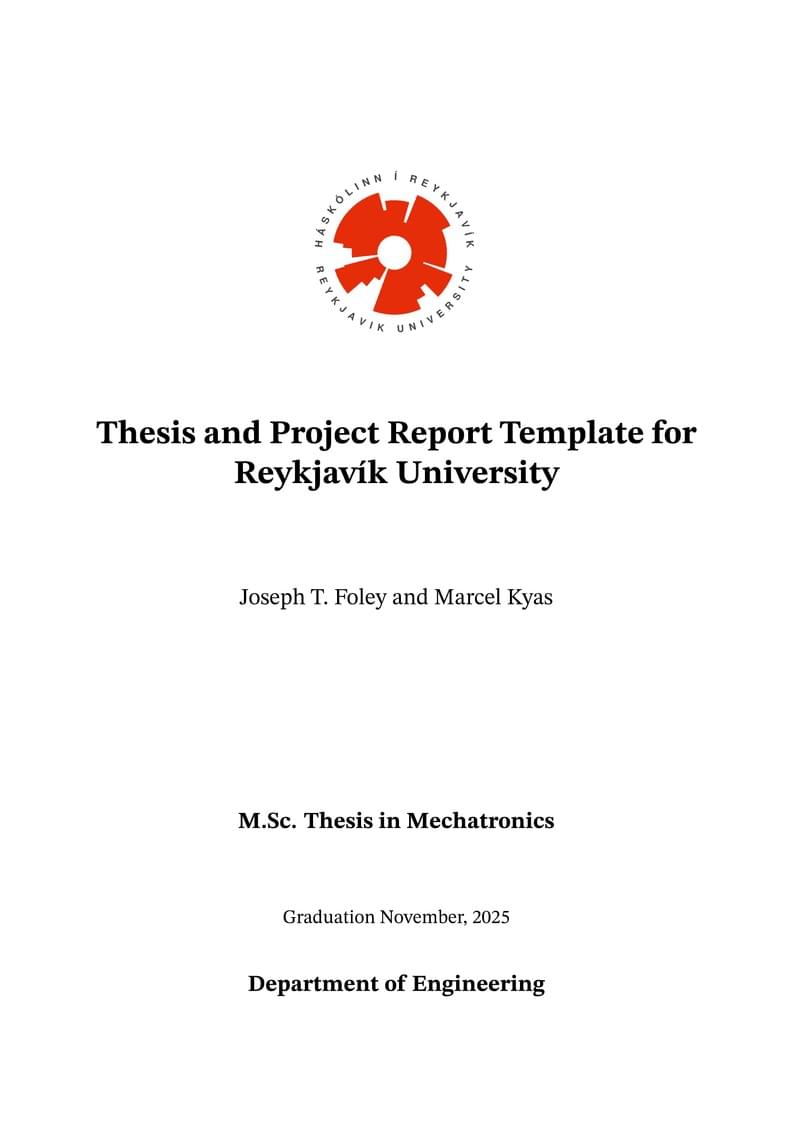 Reykjavík University Project Report and Thesis Template