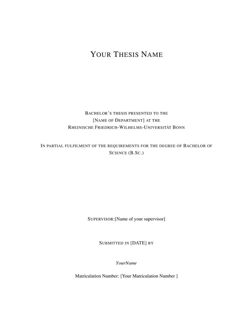 Universität Bonn, Volkswirtschaftslehre, Bachelor Thesis Template