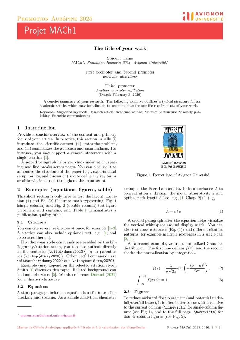 Project Master MACh (Avignon Université)
