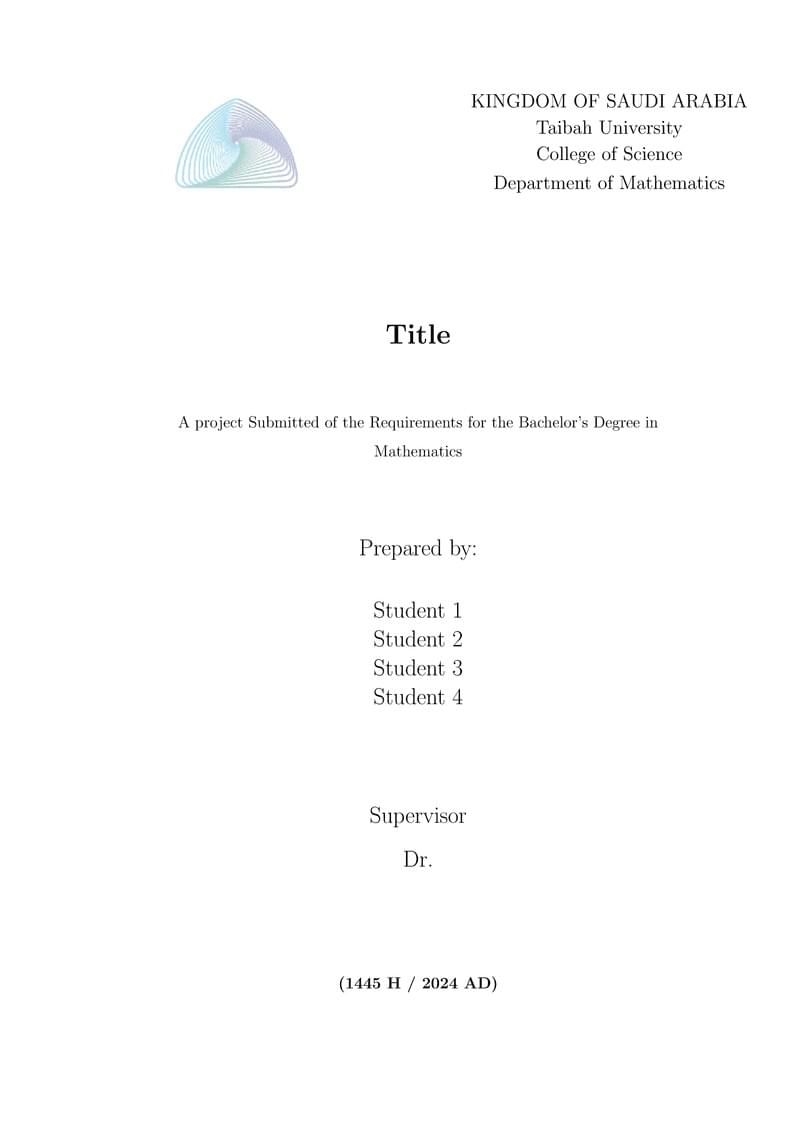 Graduation Project Template-Department of Mathematics-Taibah University