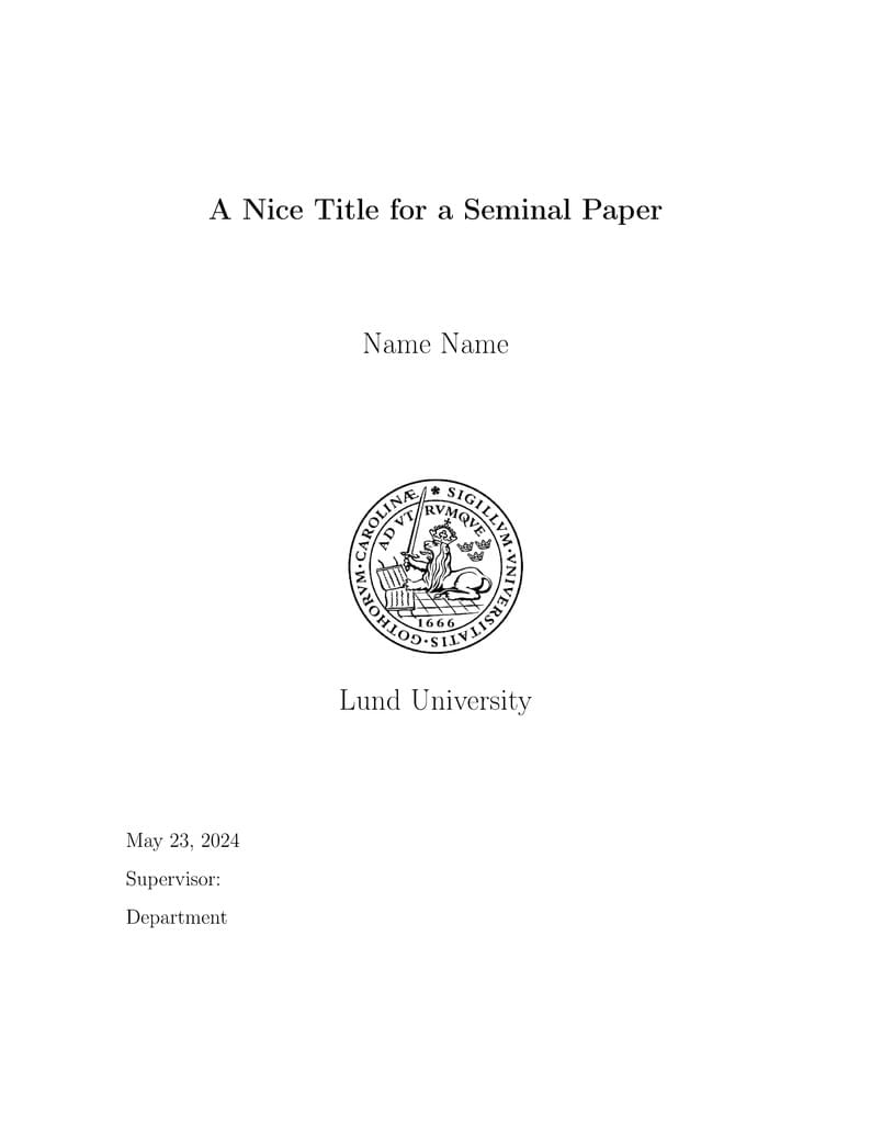 Thesis template Lund University