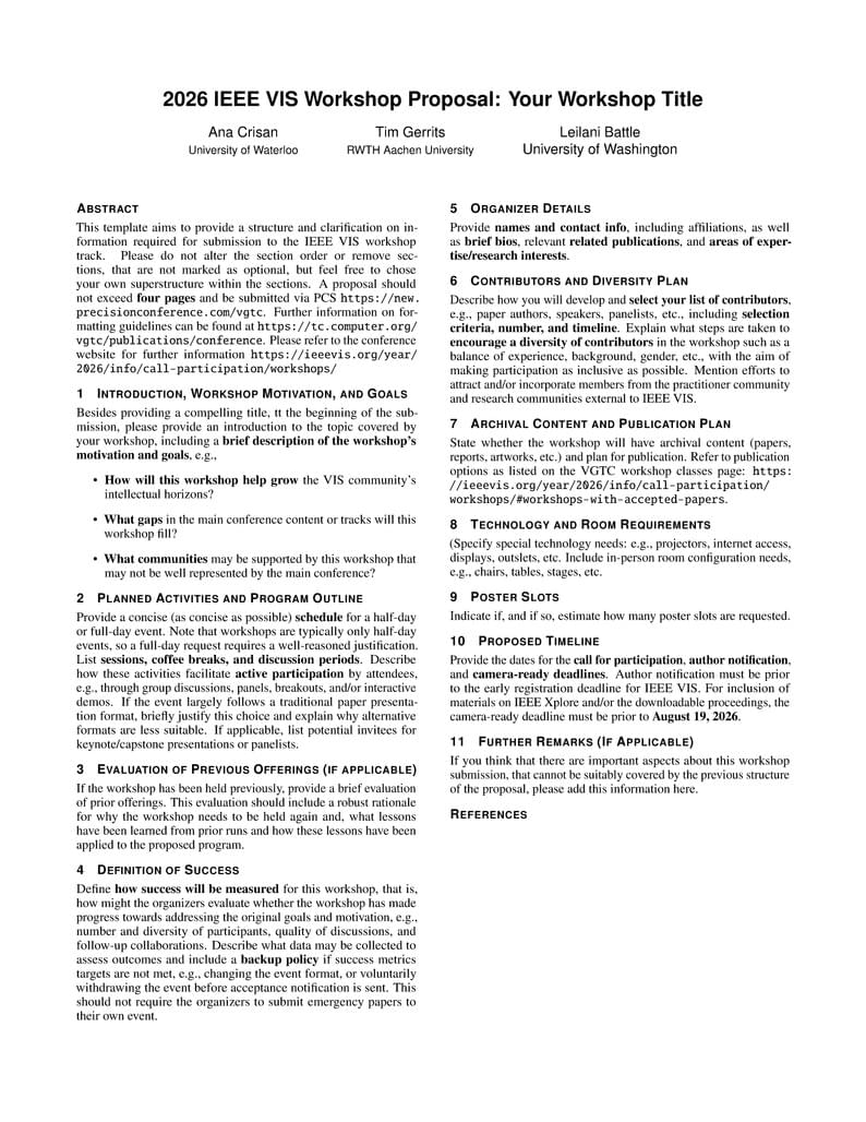 2026 IEEE VIS Workshop Proposal: Your Workshop Title