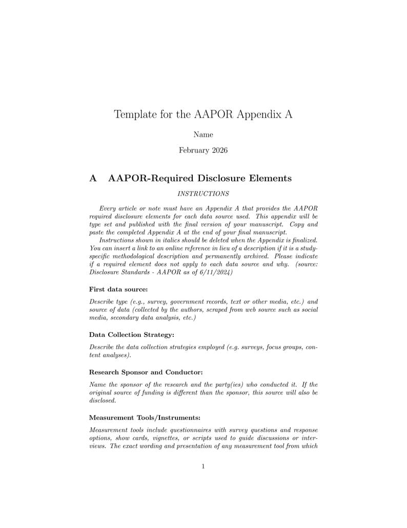 AAPOR Appendix A (Required Disclosure Elements)