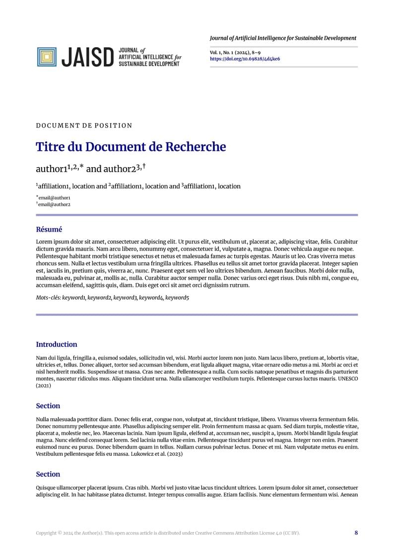 Journal of Artificial Intelligence for Sustainable Development (JAISD) -- non-english version