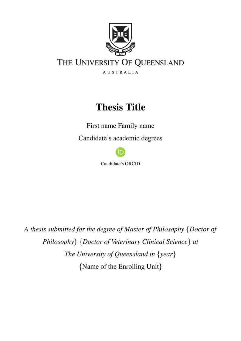 University of Queensland Thesis Template (Official)