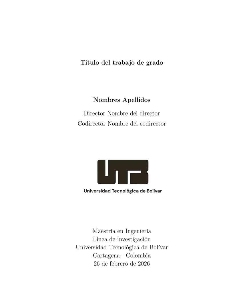 Plantilla de Trabajo de Grado - Maestría en Ingeniería UTB