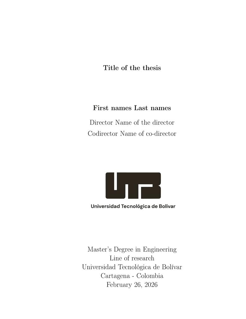 Thesis Template - Master's Degree in Engineering UTB