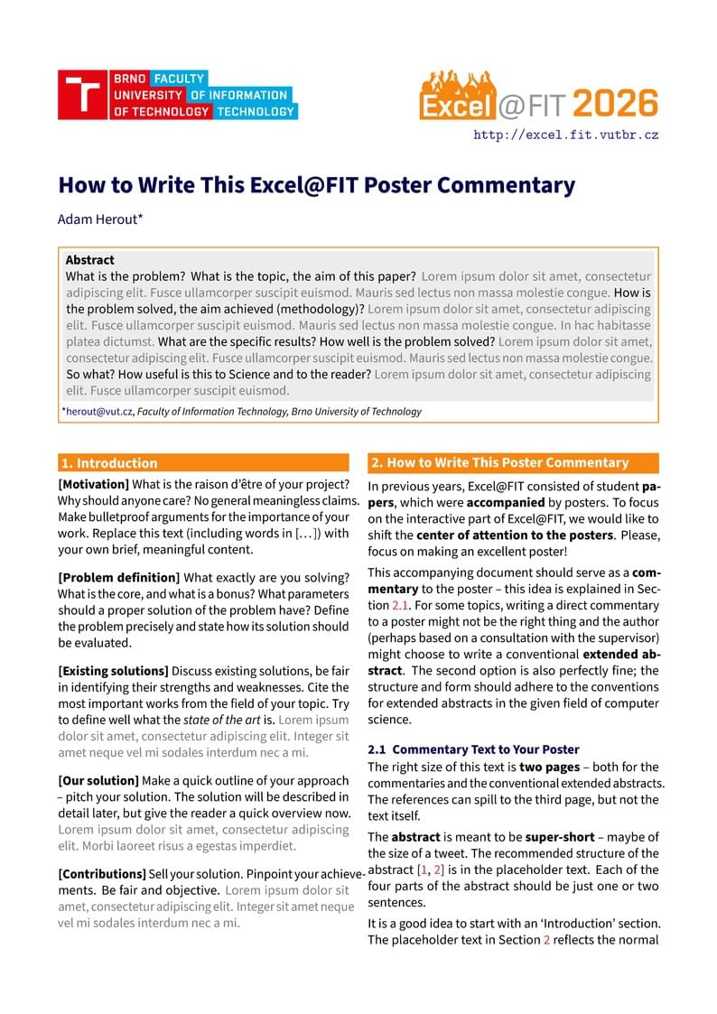 Excel@FIT – Paper Template