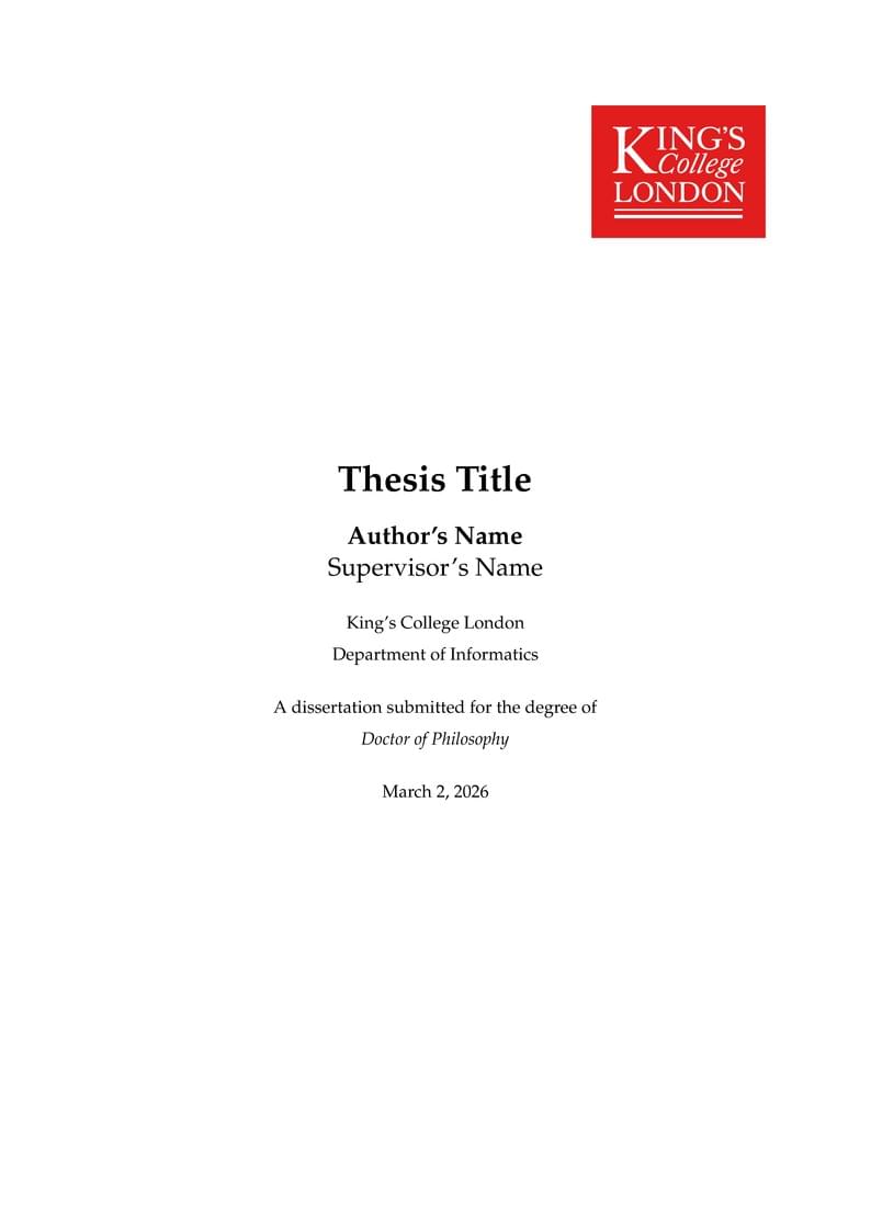 King's College London PhD Thesis Template
