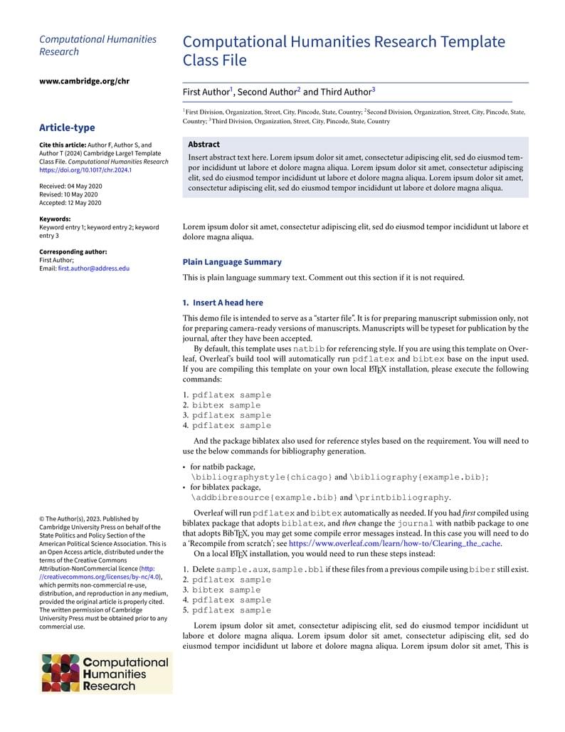 Computational Humanities Research Template (CUP)
