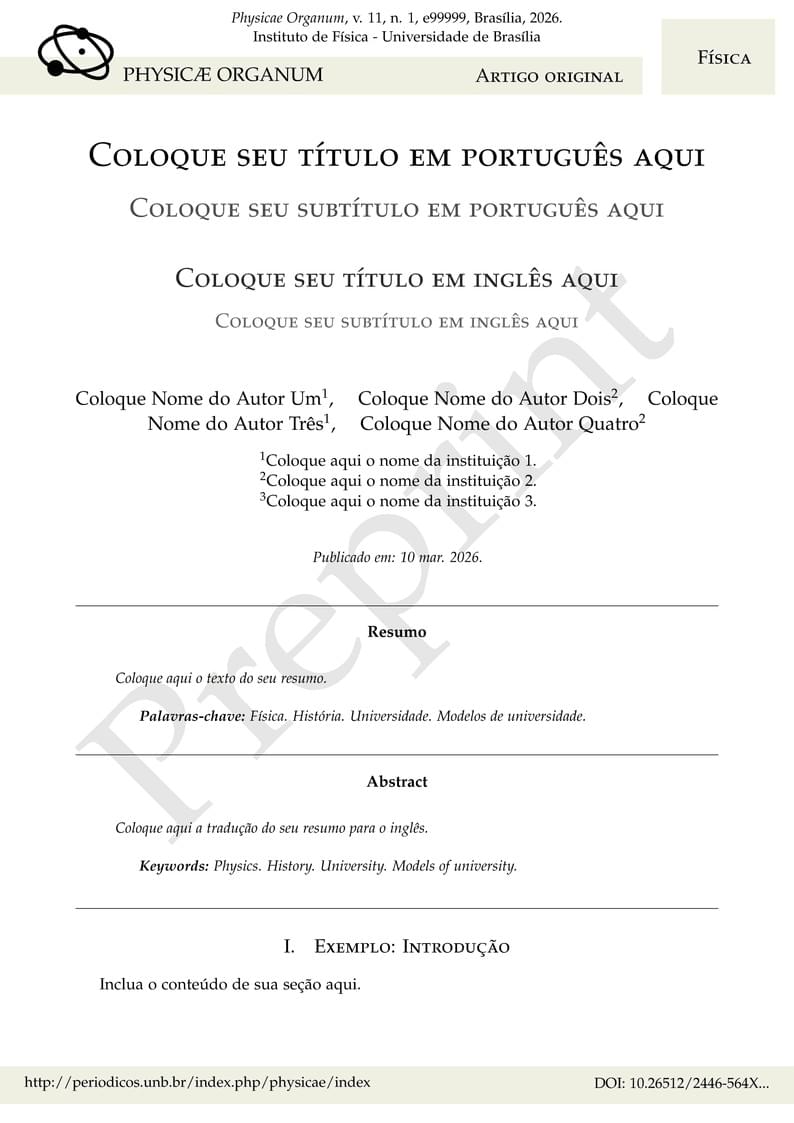 Modelo de artigo para Physicae Organum