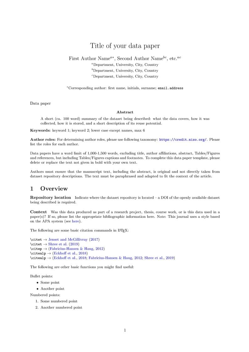 JOHD data paper template