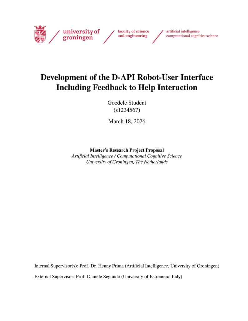 University of Groningen - MSc AI & CCS - Master's Research Project Proposal Template