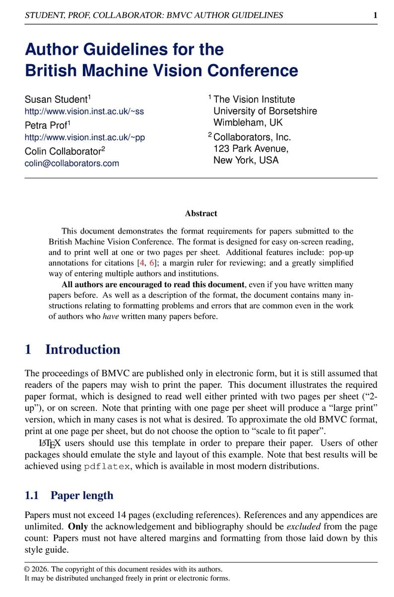 Official Template for the British Machine Vision Conference 2026