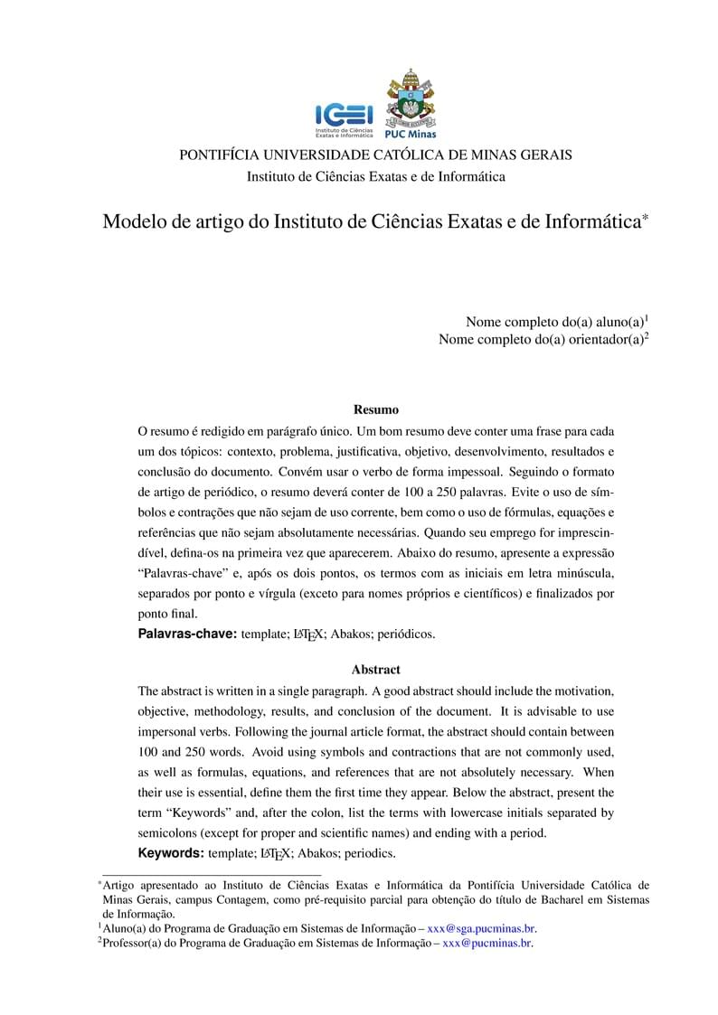 Modelo de Artigo - ICEI PUC Minas