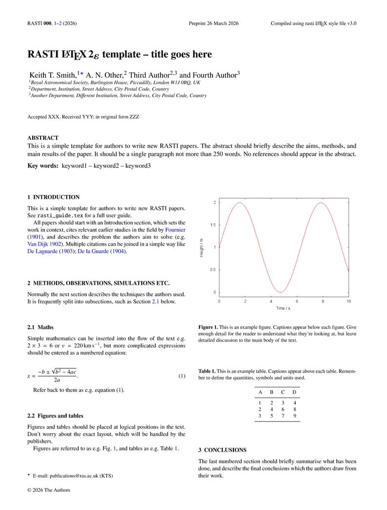 RAS Techniques and Instruments Template