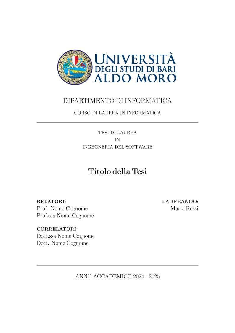 Università degli Studi di Bari Aldo Moro – Thesis Template