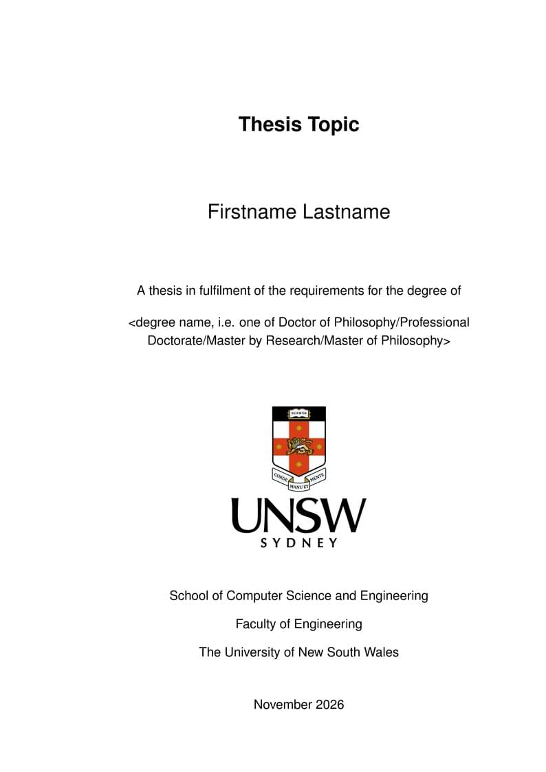 UNSW Thesis Template 2026