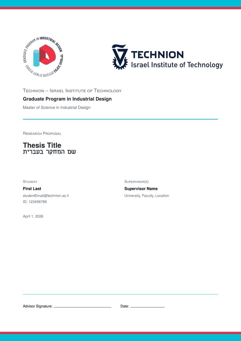 Industrial Design Research Proposal Technion