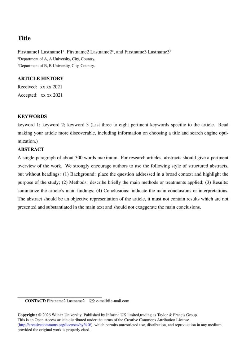 Template for Geo-spatial Information Science Journal