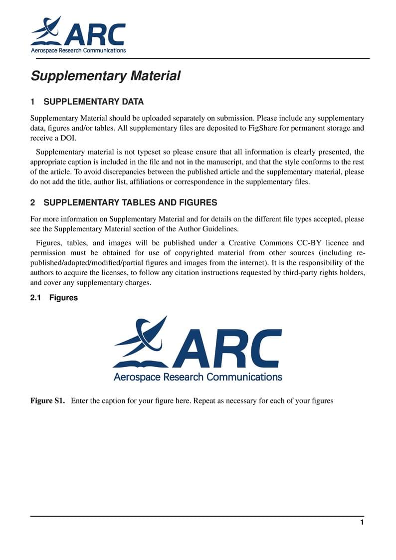 Aerospace Research Communications (ARC) Journal LaTeX Template