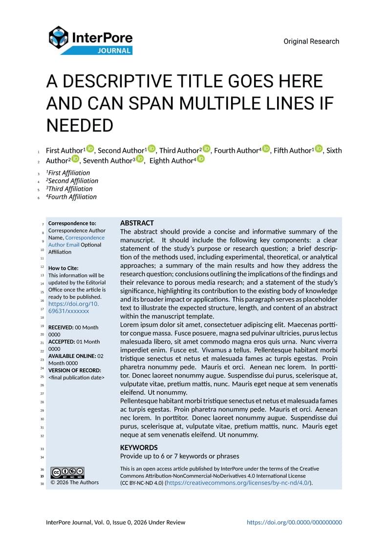 InterPore Journal Article Template (Apr. 2026)