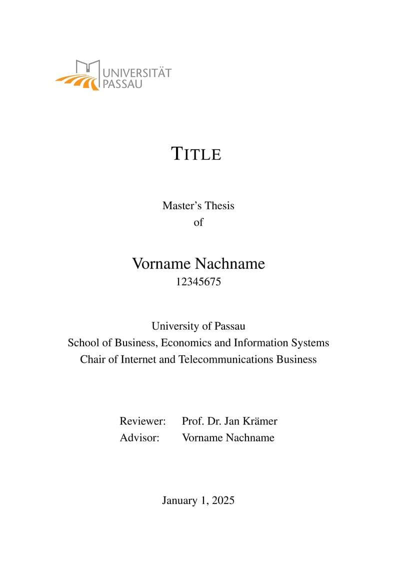 University of Passau - ITW Thesis Template - Chair Prof. Krämer
