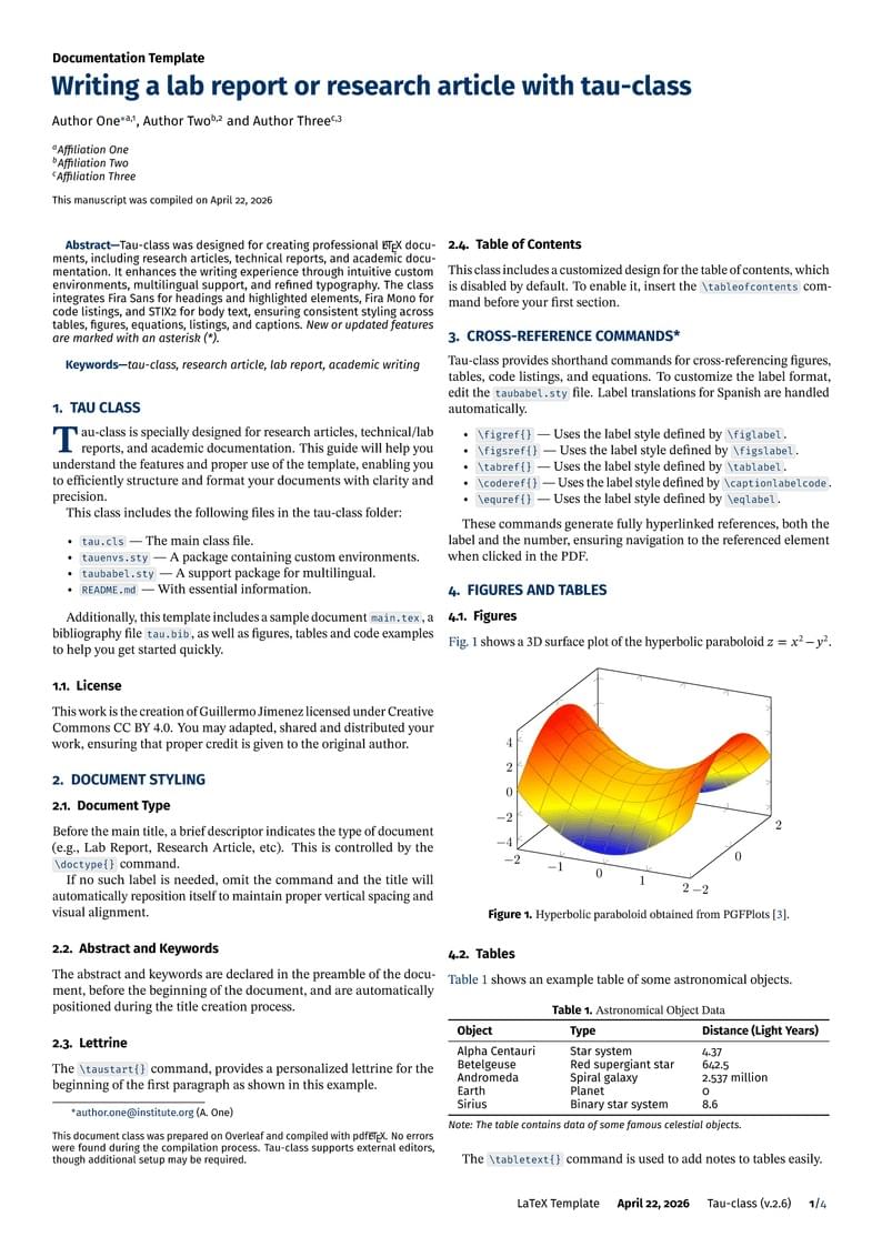 Tau Class - Lab Report Template