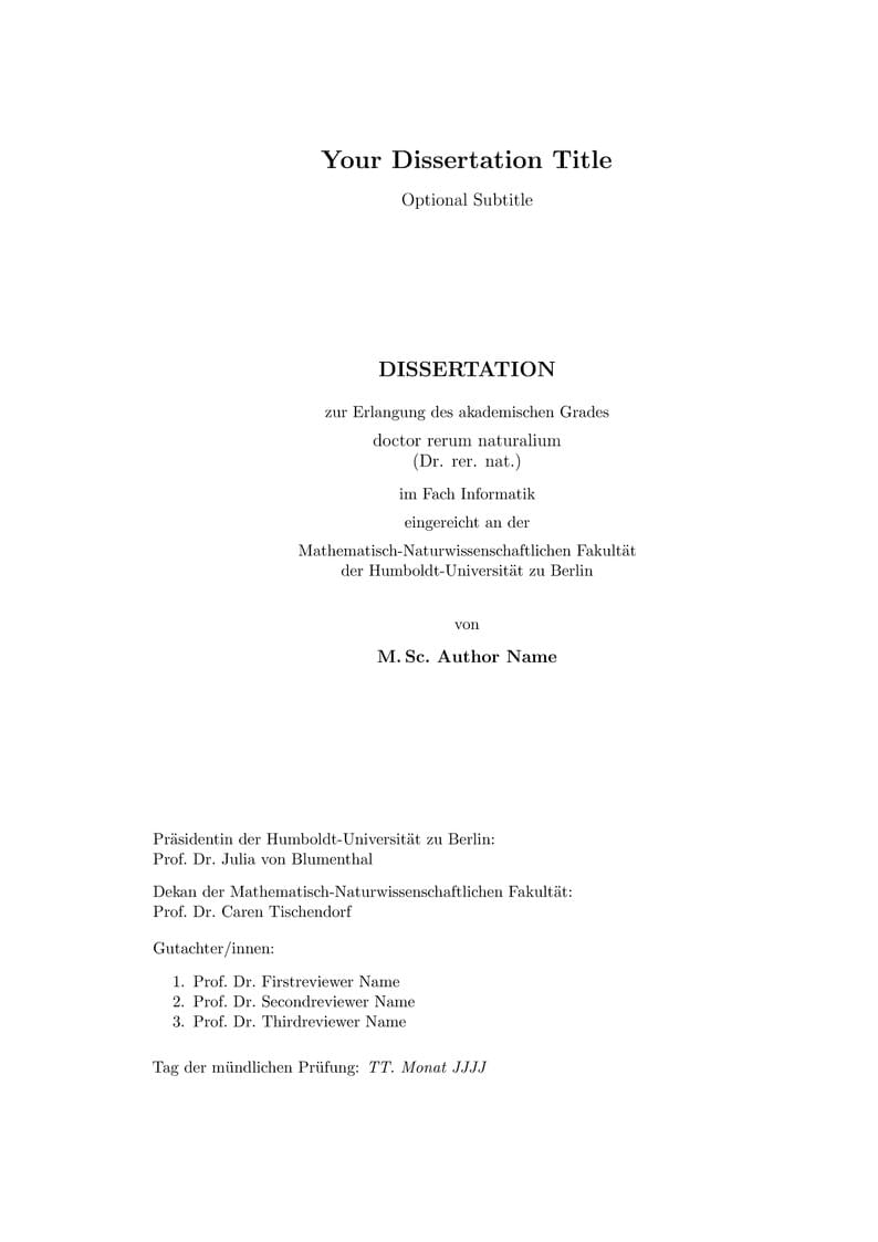 Humboldt University Berlin - HU Thesis Dissertation Template