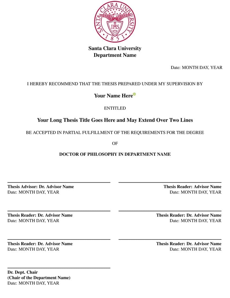 Santa Clara University Thesis Template