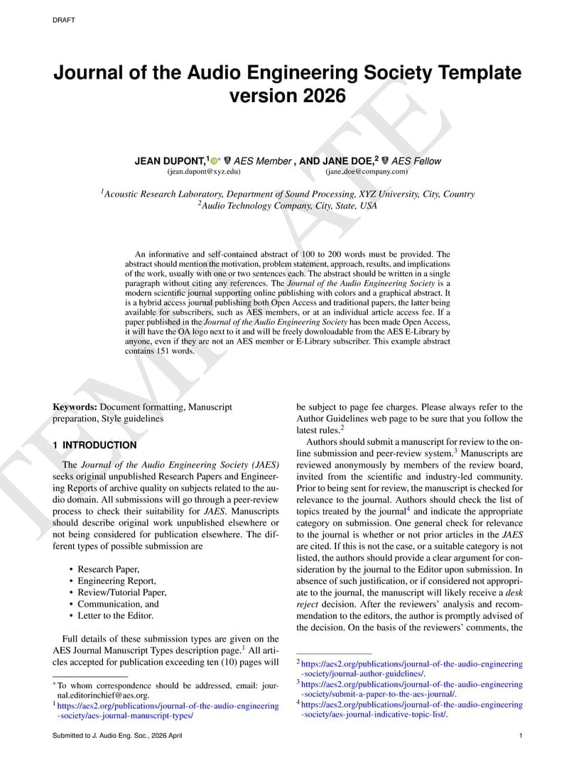 Journal of the Audio Engineering Society (JAES) template