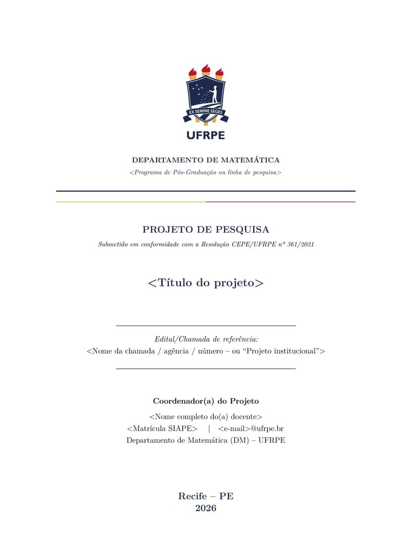 UFRPE Research Proposal — Departamento de Matemática (Resolução CEPE 361-2021)